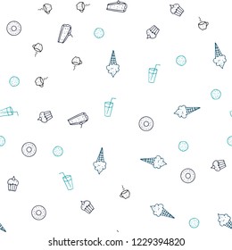 Dark Blue, Green vector seamless background with tasty food. Decorative shining illustration with food on abstract template. Pattern for ads of breakfast, lunch, dinner.