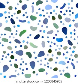 Dark Blue, Green vector seamless pattern with spheres. Glitter abstract illustration with blurred drops of rain. Template for business cards, websites.