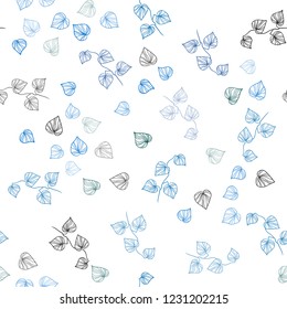 Dark Blue, Green vector seamless elegant wallpaper with leaves. Creative illustration in blurred style with leaves. Pattern for design of window blinds, curtains.
