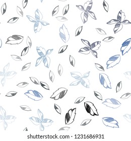 Dark Blue, Green vector seamless doodle background with leaves. A vague abstract illustration with leaves in doodles style. Pattern for design of fabric, wallpapers.