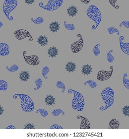 Dark Blue, Green vector seamless abstract background with leaves and flowers. Creative illustration in blurred style with leaves, flowers. Brand new design for your business.