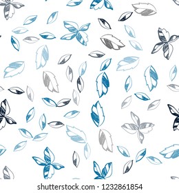 Dark Blue, Green vector seamless natural artwork with leaves. leaves on elegant natural pattern with gradient. Pattern for design of window blinds, curtains.