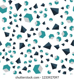 Dark Blue, Green vector seamless, isometric template with crystals, squares. Illustration with colorful triangles, rectangles. Design for wallpaper, fabric makers.