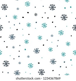 Dark Blue, Green vector seamless layout with bright snowflakes. Colorful snowflakes with gradient on abstract background. Template for business cards, websites.