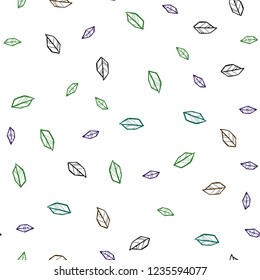 Dark Blue, Green vector seamless doodle background with leaves. Modern geometrical abstract illustration with leaves. Pattern for design of fabric, wallpapers.
