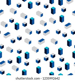Dark Blue, Green vector seamless, isometric layout with lines, rectangles. Rectangles on abstract background with colorful gradient. Pattern for trendy fabric, wallpapers.