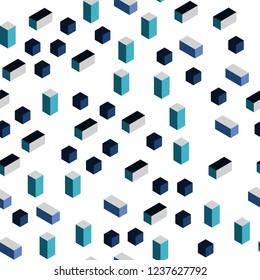 Dark Blue, Green vector seamless, isometric template with rhombus. Modern abstract illustration with colorful rectangles. Pattern for trendy fabric, wallpapers.