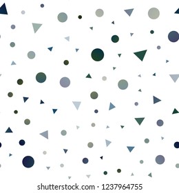 Dark Blue, Green vector seamless background with triangles, circles. Modern abstract illustration with colorful dots, lines. Design for textile, fabric, wallpapers.