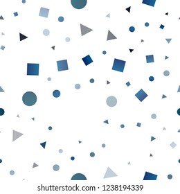 Dark Blue, Green vector seamless template with crystals, circles, squares. Decorative design in abstract style with lines, dots, cubes. Design for textile, fabric, wallpapers.