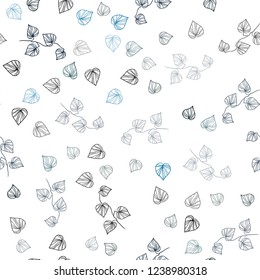 Dark Blue, Green vector seamless doodle pattern with leaves. A vague abstract illustration with leaves in doodles style. Pattern for trendy fabric, wallpapers.