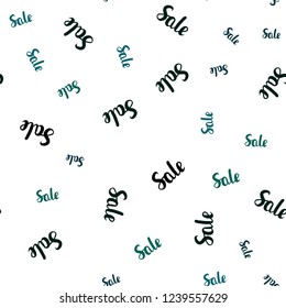 Dark Blue, Green vector seamless pattern with sale signs. Gradient illustration with discount signs on white backdrop. Design for business ads, commercials.
