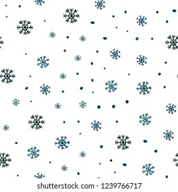 Dark Blue, Green vector seamless layout with bright snowflakes. Modern geometrical abstract illustration with snowflakes. Design for textile, fabric, wallpapers.