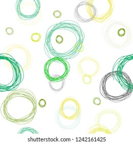 Dark Blue, Green vector seamless background with bubbles. Glitter abstract illustration with blurred drops of rain. Texture for window blinds, curtains.