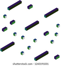 Dark Blue, Green vector seamless, isometric cover in polygonal style. Illustration with set of colorful rectangles. Texture for window blinds, curtains.