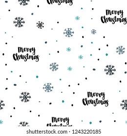 Dark Blue, Green vector seamless background with xmas snowflakes. Colorful decorative design in xmas style with snow. Trendy design for wallpaper, fabric makers.