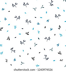 Dark Blue, Green vector seamless doodle background with leaves. Colorful illustration in doodle style with leaves. Pattern for design of window blinds, curtains.