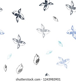 Dark Blue, Green vector seamless abstract backdrop with leaves. Modern geometrical abstract illustration with leaves. Design for textile, fabric, wallpapers.