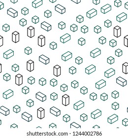 Dark Blue, Green vector seamless, isometric backdrop with rhombus. Modern abstract illustration with colorful rectangles. Design for textile, fabric, wallpapers.