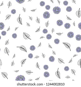 Dark Blue, Green vector seamless doodle texture with leaves, flowers. Shining colorful illustration with leaves, flowers. Template for business cards, websites.