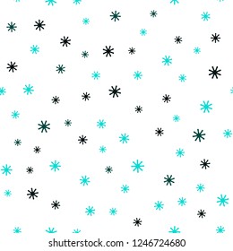 Dark Blue, Green vector seamless pattern with christmas snowflakes. Colorful snowflakes with gradient on abstract background. Texture for window blinds, curtains.