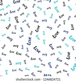 Dark Blue, Green vector seamless background with words of love. Colorful illustration with quote LOVE YOU in celebration style. Pattern for trendy fabric, wallpapers.