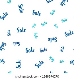 Dark Blue, Green vector seamless texture with selling simbols. Illustration with signs of sales on abstract template. Design for business ads, commercials.