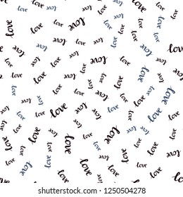 Dark Blue, Green vector seamless cover with quote LOVE YOU. Phrase LOVE YOU with colorful gradient in abstract style. Pattern for design of fabric, wallpapers.