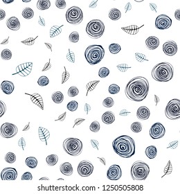 Dark Blue, Green vector seamless elegant template with leaves and flowers. Brand new colored illustration with leaves and flowers. Design for textile, fabric, wallpapers.