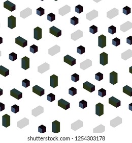 Dark Blue, Green vector seamless, isometric cover in polygonal style. Decorative design in abstract style with rectangles. Pattern for design of fabric, wallpapers.