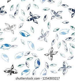 Dark Blue, Green vector seamless elegant template with leaves. Colorful illustration in doodle style with leaves. Pattern for design of window blinds, curtains.