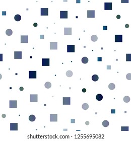 Dark Blue, Green vector seamless texture with disks, rectangles. Glitter abstract illustration with cubes, circles. Template for business cards, websites.