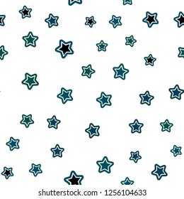 Dark Blue, Green vector seamless texture with beautiful stars. Blurred decorative design in simple style with stars. Pattern for design of fabric, wallpapers.