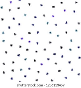 Dark Blue, Green vector seamless cover with beautiful snowflakes. Colorful decorative design in xmas style with snow. Texture for window blinds, curtains.