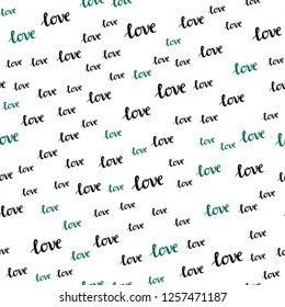 Dark Blue, Green vector seamless cover with quote LOVE YOU. Phrase LOVE YOU with colorful gradient in abstract style. Pattern for trendy fabric, wallpapers.
