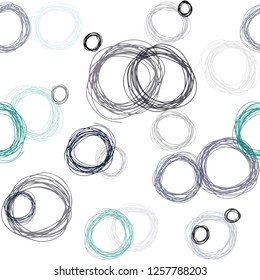 Dark Blue, Green vector seamless layout with circle shapes. Abstract illustration with colored bubbles in nature style. Pattern for trendy fabric, wallpapers.