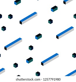 Dark Blue, Green vector seamless, isometric template with rhombus. Decorative design in abstract style with rectangles. Design for wallpaper, fabric makers.