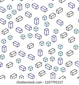 Dark Blue, Green vector seamless, isometric template with rhombus. Beautiful illustration with rectangles and squares. Pattern for design of fabric, wallpapers.