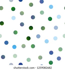 Dark Blue, Green vector seamless cover with spots. Blurred decorative design in abstract style with bubbles. The pattern can be used for beautiful websites.