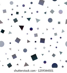Dark Blue, Green vector seamless cover in polygonal style with circles. Glitter abstract illustration with spheres, squares, lines. Design for textile, fabric, wallpapers.