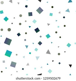 Dark Blue, Green vector seamless layout with circles, lines, rectangles. Decorative design in abstract style with lines, dots, cubes. Template for business cards, websites.