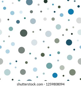 Dark Blue, Green vector seamless cover with spots. Beautiful colored illustration with blurred circles in nature style. Pattern for design of window blinds, curtains.