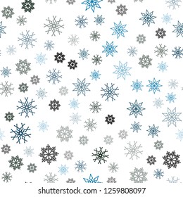 Dark Blue, Green vector seamless layout with bright snowflakes. Blurred decorative design in xmas style with snow. Template for business cards, websites.