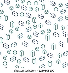 Dark Blue, Green vector seamless, isometric layout with lines, rectangles. Modern abstract illustration with colorful rectangles. Pattern for trendy fabric, wallpapers.
