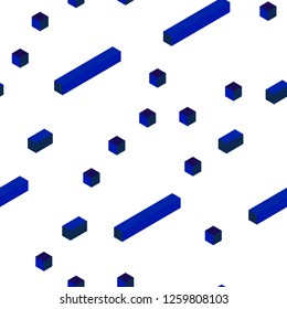 Dark Blue, Green vector seamless, isometric backdrop with rhombus. Modern abstract illustration with colorful rectangles. Texture for window blinds, curtains.