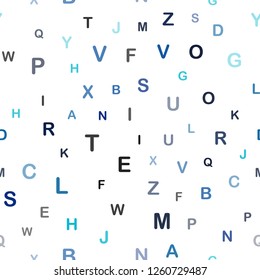 Dark Blue, Green vector seamless pattern with ABC symbols. Colored alphabet signs with gradient on white background. Template for business cards, websites.