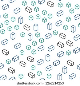 Dark Blue, Green vector seamless, isometric background with rectangles. Illustration with set of colorful rectangles. Pattern for design of fabric, wallpapers.