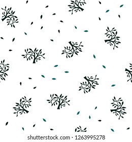 Dark Blue, Green vector seamless natural artwork with leaves, branches. Creative illustration in blurred style with leaves, branches. Template for business cards, websites.