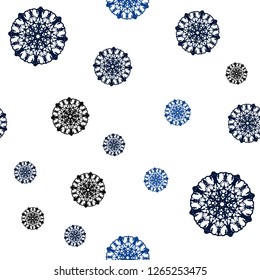 Dark Blue, Green vector seamless cover with beautiful snowflakes. Glitter abstract illustration with crystals of ice. Pattern for design of fabric, wallpapers.
