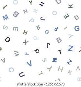 Dark Blue, Green vector seamless layout with latin alphabet. Colored alphabet signs with gradient on white background. Pattern for design of fabric, wallpapers.