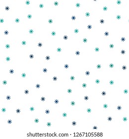 Dark Blue, Green vector seamless background with xmas snowflakes. Modern geometrical abstract illustration with snowflakes. Pattern for design of fabric, wallpapers.